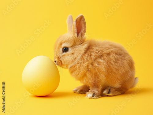bunny with easter eggs on yellow background © RJ.RJ. Wave