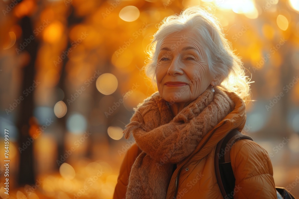 happy old woman walks in the park. relax, find inner balance concept. physical health, take care, enjoying the moment, slow life concept. happy old woman walks in the park. relax, find inner balance concept. physical health, take care, enjoying the moment, slow life concept.
