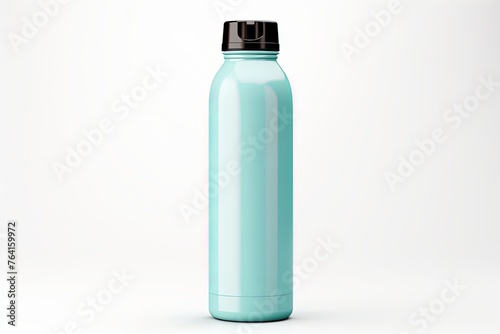 Blank white reusable steel metal thermo water bottle mockup 3d rendering isolated on white background