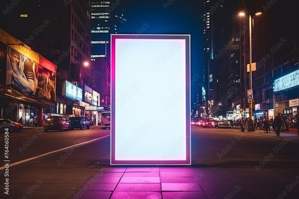 Blank White Poster Advertising Billboard Mockup, empty digital outdoor display lightbox, 3D rendering