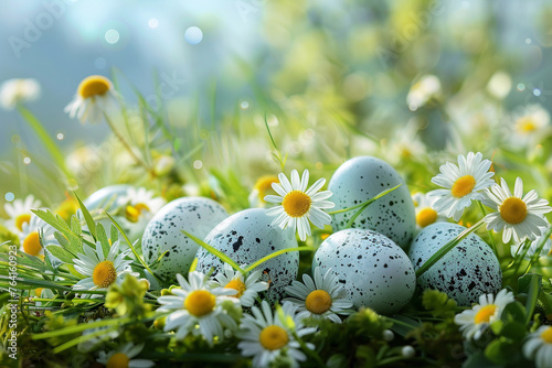 easter eggs with flowers