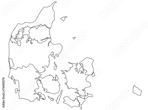 Outline of the map of Denmark with regions