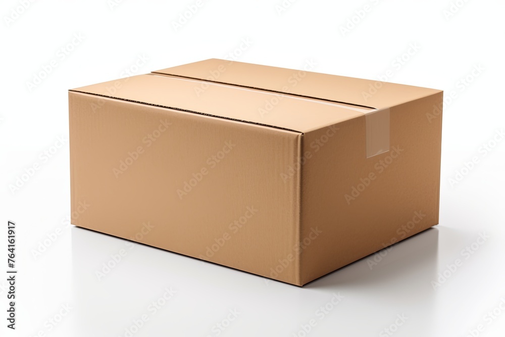 Empty cardboard box, packaging box mockup 3d rendering on a white background.