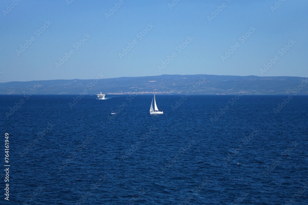 Fototapeta premium Sailing boat and beautiful Adriatic sea landscape in Croatia.