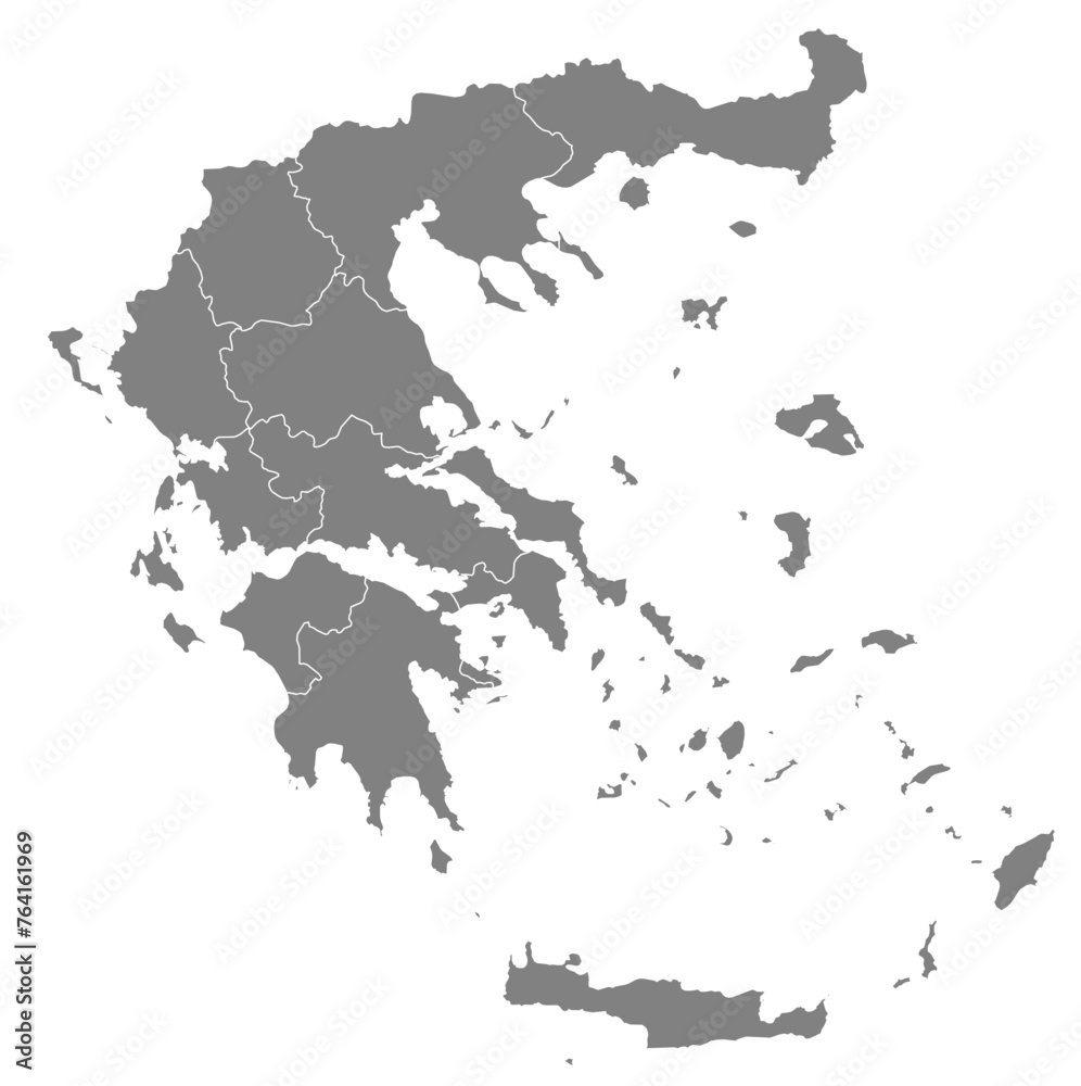 Outline of the map of Greece with regions