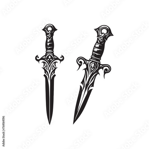 Dynamic Dagger Silhouette Compilation - A Visual Ode to the Artistry of Blades with Dagger Illustration - Minimallest Vector 