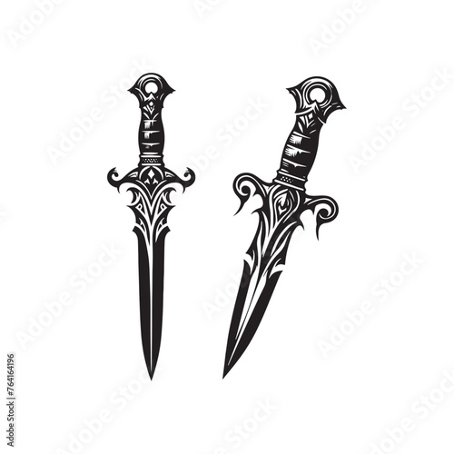 Dynamic Dagger Silhouette Compilation - A Visual Ode to the Artistry of Blades with Dagger Illustration - Minimallest Vector
