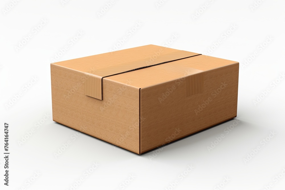 Blank gift box or empty cardboard packaging box mockup 3d rendering on a white background.