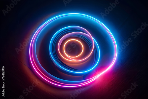 Neon swirl on a black background. Illuminated neon lines  Neon glowing lines