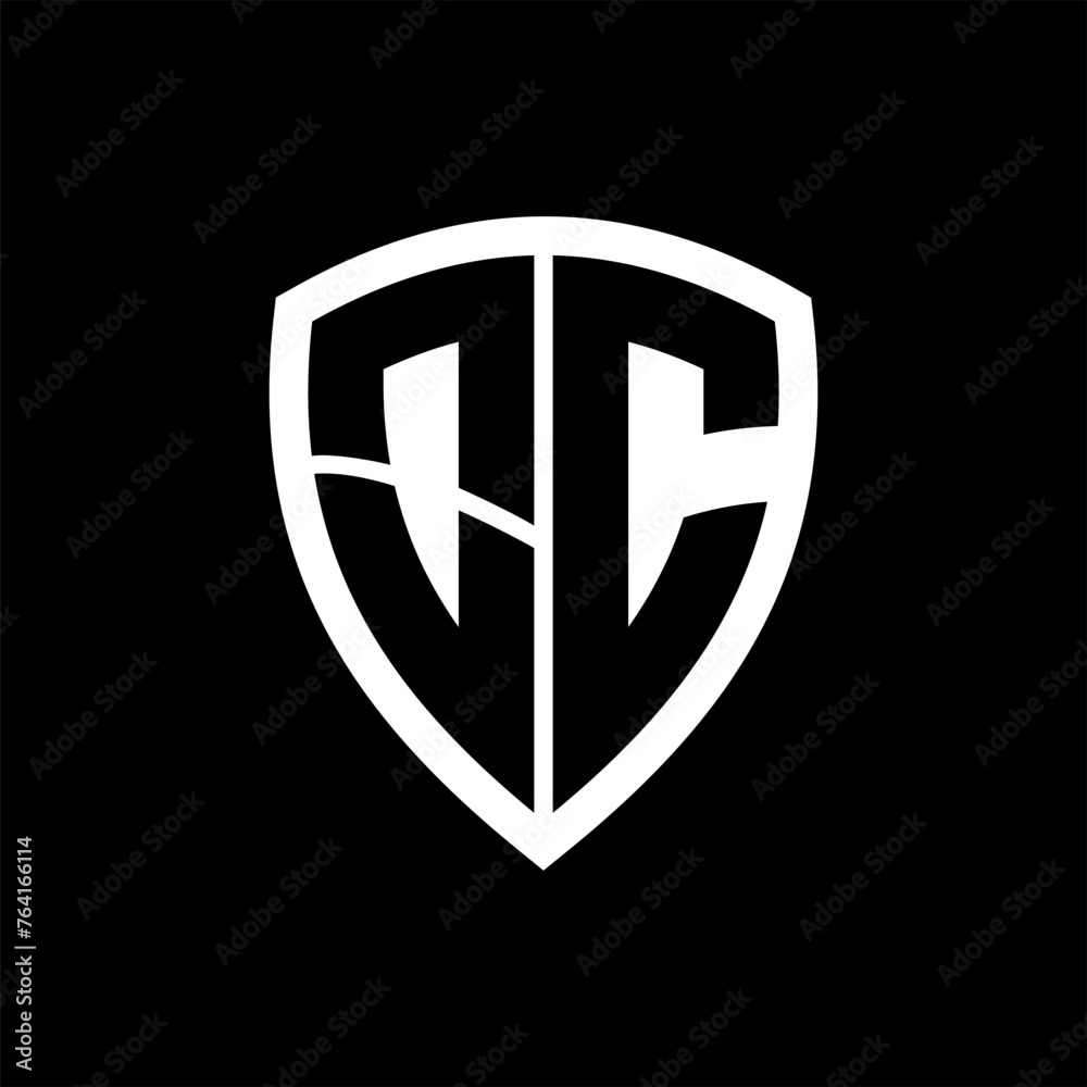 OC monogram logo with bold letters shield shape with black and white color design OC monogram logo with bold letters shield shape with black and white color design
