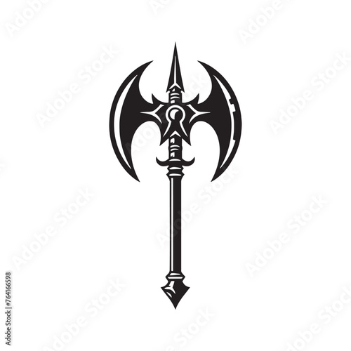 Iconic Halberd Silhouette Showcase - Unveiling the Magnificence of Medieval Combat with Halberd Illustration - Modernized Halberd Vector Artistry 