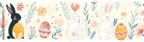 illustration of easter pattern with bunnies