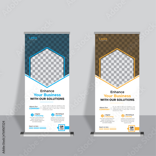 Professional vertical roll up stand banner template design , Creative set of advertising Vector roll up banner template, banner for advertising of products and events, presentations , advertising back