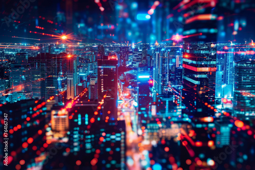 Night cityscape and technology concept