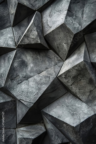 Monochrome geometric shapes with varying textures, creating a captivating abstract pattern