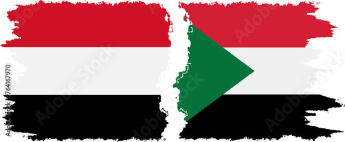 Free Download Sudan and Yemen grunge flags connection vector - GFXLoad