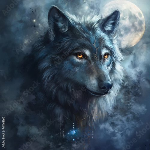 fantasy comic animals, dark wolf © Jasmin