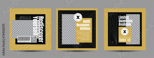 Hype social media post template set. Modern social media post bundle vector, Design editable template for social Template