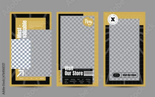 Hype social media post template set. Modern social media post bundle vector, Design editable template for social Template