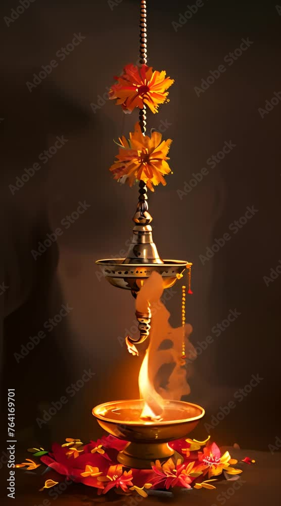 Oil lamp decoration in happy Diwali festival 4K Video