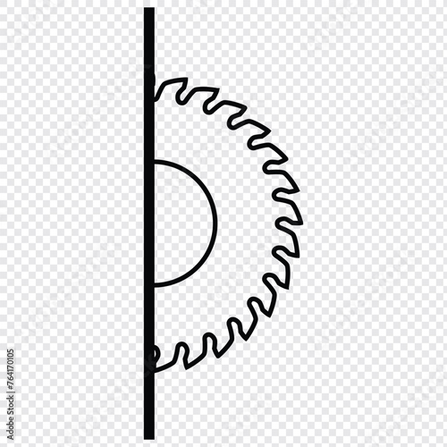 circular saw blade. Vector logo and icon with half sawblade. Isolated illustration on transparent