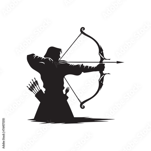 Dynamic Longbow Set of Silhouette - Redefining the Art of Archery with Longbow Vector - Longbow Illustration
