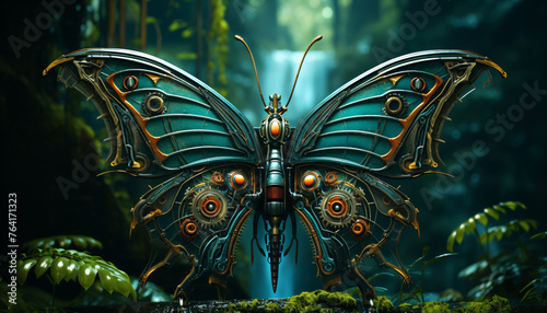 colorful metallic insect - magic fantasy butterfly in the forest © CROCOTHERY