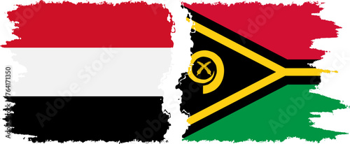 Vanuatu and Yemen grunge flags connection vector