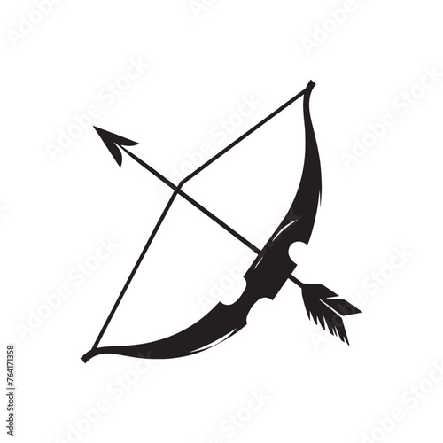 Legendary Longbow Silhouette Showcase - Archery Mastery Captured in Shadows with Longbow Vector - Longbow Illustration
