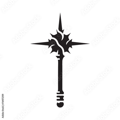 Enigmatic Mace Vector Extravaganza - Conjuring Shadows of Ancient Warfare with Mace Illustration - Simplistic Mace Silhouette
