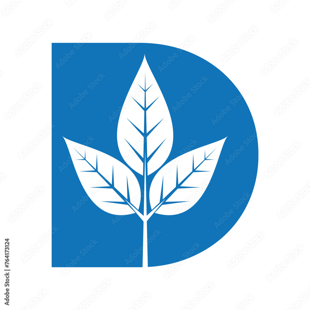 Leaf Logo combine with letter D vector template
