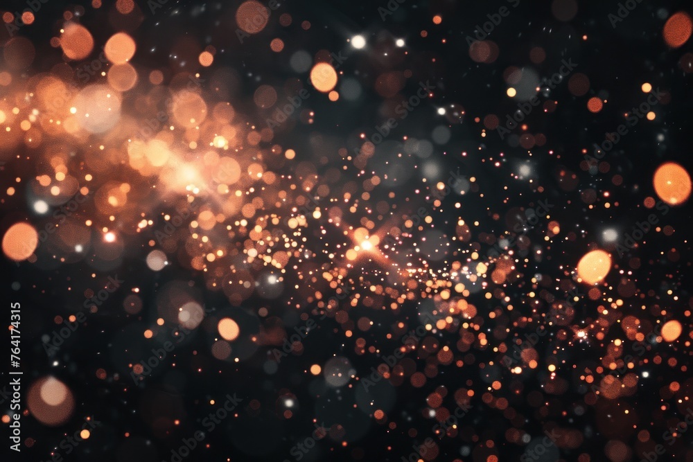 Obraz premium Fire embers particles over black background. Fire sparks background. Abstract dark glitter fire particles lights