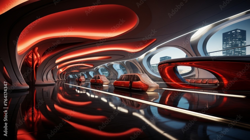 Obraz premium Generative AI Dubai metro station concept