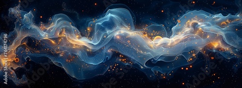 A computer-generated wave rippling through the vastness of space, showcasing fluid dynamics and energy in a celestial setting. photo