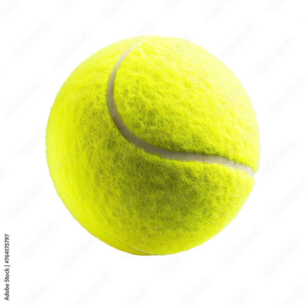 Bright yellow tennis ball, cut out transparent