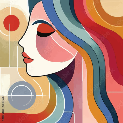 A abstract art of a simple lady