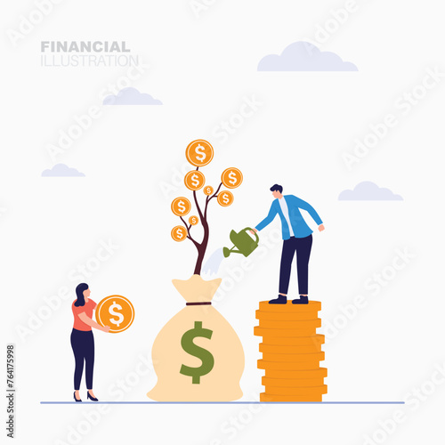 Couple family investing concept illustration
