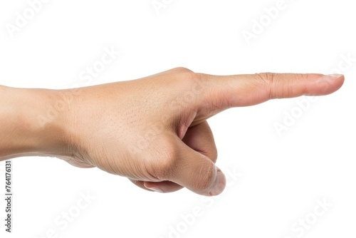 close up finger of businessman touch on white background