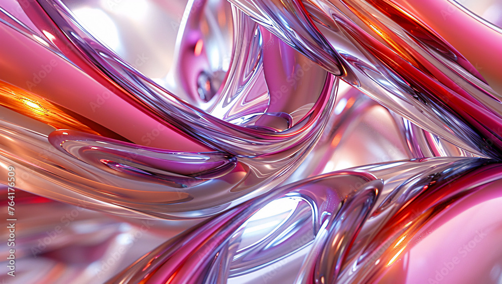 Futuristic liquid metallic texture, abstract design with holographic waves