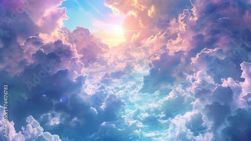 artificial intelligence generated image of a sky with wonderful clouds #764176783