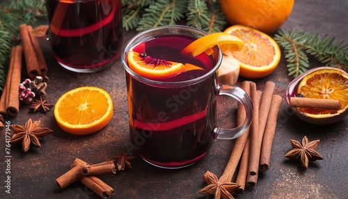 Festive holiday mulled wine preparation