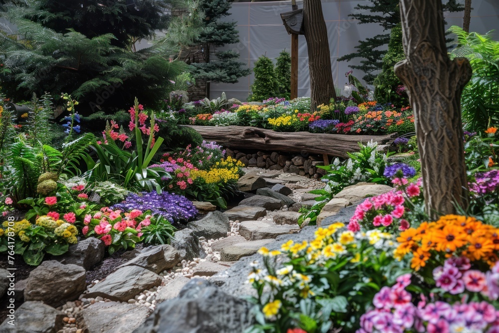 Floral garden concept design background Floral garden concept design background