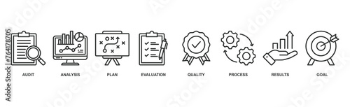 Assessment banner web icon vector illustration for accreditation and evaluation method on business and education