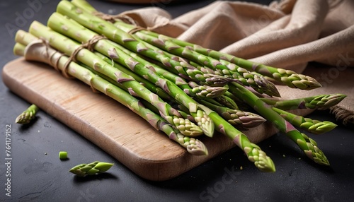 Fresh green raw asparagus stalks on the table