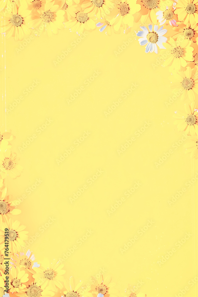A cheerful, yellow and sunny flower summer. Copy Space, Background.
