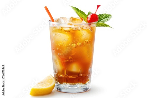 Mai Tai summer cocktail Isolated on white background