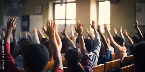 Group of Black People Raising Hands in Church Generative AI