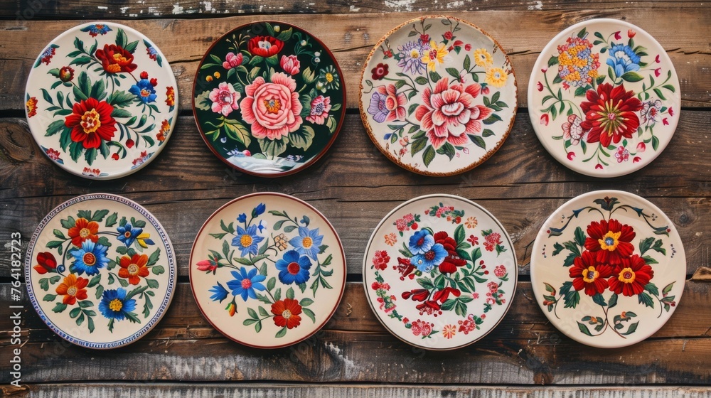 Traditional Hungarian table ceramics are presented.