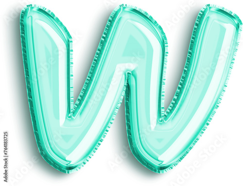 Turquoise Foil Balloon Uncapitalized Letter w