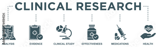 Clinical research banner web icon vector illustration concept with icon